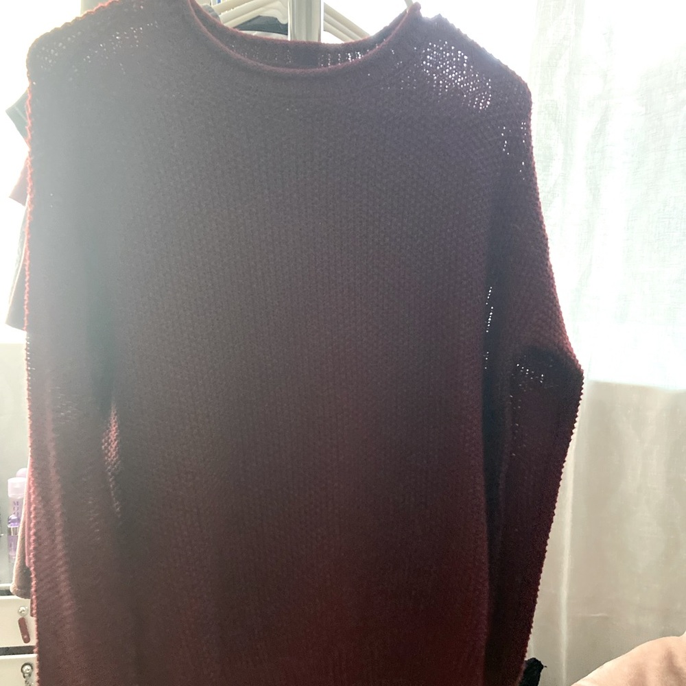 Red knit sweater by jessica simspon.